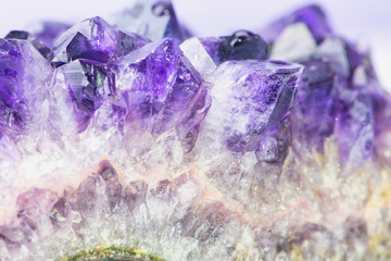 macro of violet amethyst gemstone, color photo