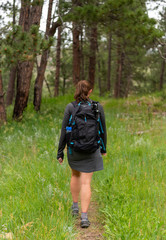 Woman on Narrow Trail Through Prairie