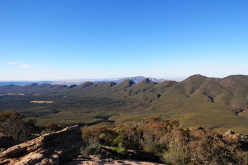 Twisted and folded ancient rocks of the Flinders Ranges, South Australia, viewed from the top of St...