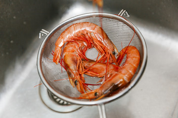 lavar gamba roja fresca para cocinar