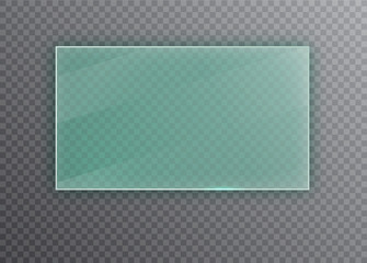  Glass plate isolated on transparent background. Blank clear frame 