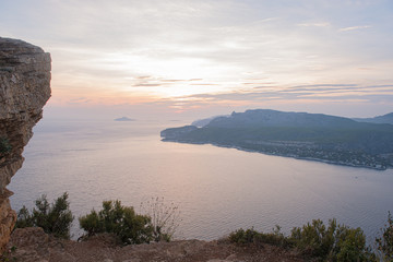 sunset on the Route des Crêtes in south of France near Cassis.