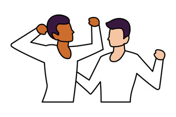 men faceless with different poses on white background