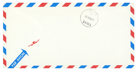 Luftpost airmail Umschlag envelope vintage retro Post Letter Brief Flugzeug gestempelt used blau...