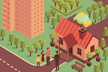 Real Estate Isometric Composition