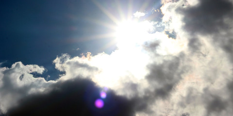 dramatic sky with clouds and sun