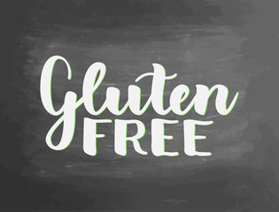 Eco gluten free chalkboard blackboard lettering writing handwritten text, chalk on a blackboard, illustration. Logo for healthy eat bar, restaurant, shops and printing and digital products