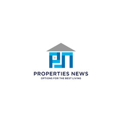 ABSTRACT LETTER PN. PROPERTIES NEWS. REAL ESTATE LOGO VECTOR FOR YOUR BUSINESS