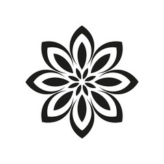 Flower icon. Beautiful black silhouette. Vector drawing. Isolated object on a white background. Isolate.