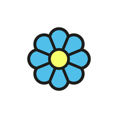 Flower icon. Contour color vector drawing. Isolated object on a white background. Isolate.