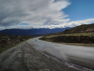 Clouds over the mountains of the Sierra de Gredos. Avila Castile and Leon Spain