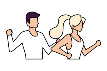 couple of people faceless with different poses on white background