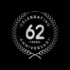 62 years design template. 62nd vector and illustration.