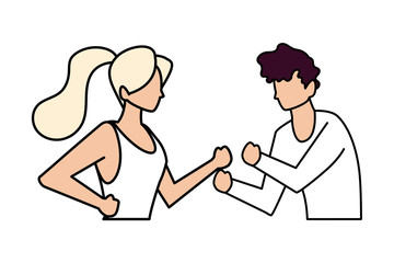 couple of people faceless with different poses on white background