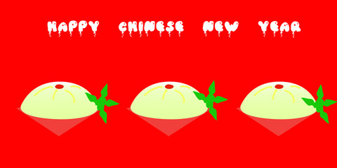 Chinese steamed buns or poster on the red background