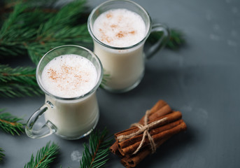 Winter and Christmas hot drink eggnog