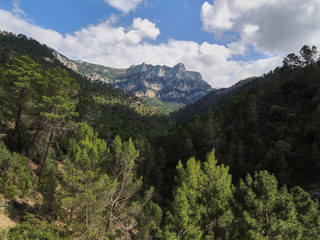 Fototapeta na wymiar Picón del Haza on the Borosa river route in the Sierra de Cazorla, Segura and Las Villas Natural Park. In Jaén, Andalusia. Spain