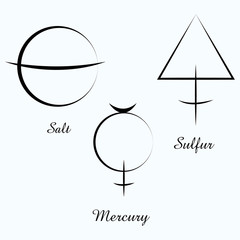 The main alchemical elements: salt, mercury, saturn