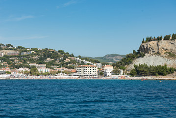 Views of the city of Cassis from the sea