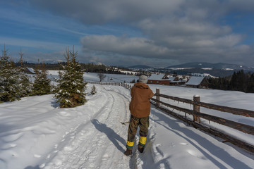 Beautiful winter in Carpathian mountains.