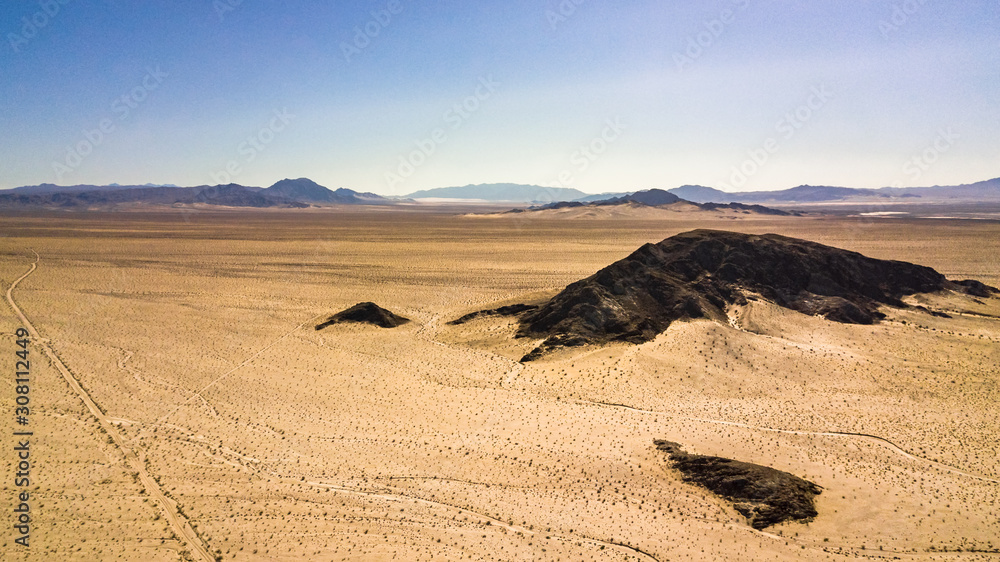 Wall mural panoramic drone view of the desert in joshua tree california