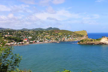 Fototapeta na wymiar View of the town of Dennery, St. Lucia, West Indies