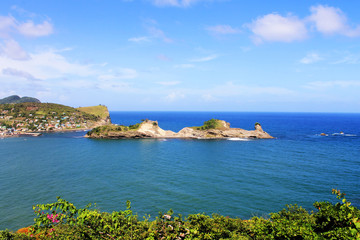 Small island in the Caribbean Sea, off the coast of St. Lucia, West Indies