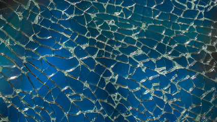 Detail of a broken car window. 