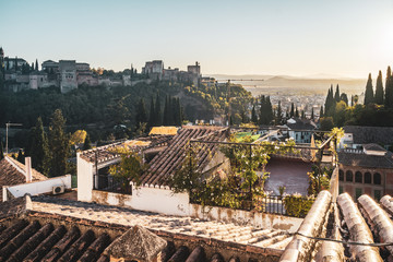 Rooftops and skyline of Granada, Spain