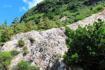 Volcanic ash inside a caldera volcano, St. Lucia, West Indies