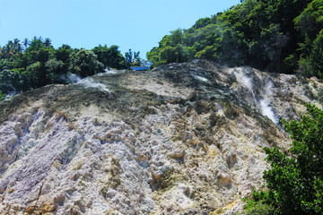 Fototapeta na wymiar Volcanic ash inside a caldera volcano, St. Lucia, West Indies