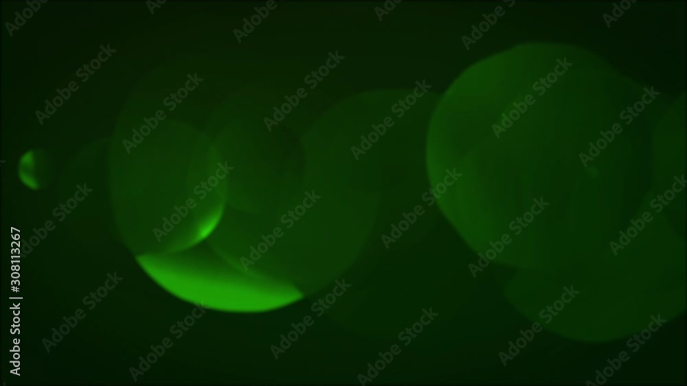 Aufkleber abstract background with slow flying and flickering blurred green lights with bokeh.