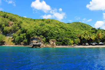Sea stacks along the coastline, St. Lucia, West Indies