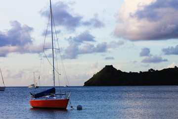 Sailboats in the bay, Rodney Bay, St. Lucia