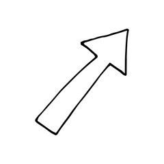 Single element of arrow in doodle summer set. Hand drawn vector illustration for greeting cards, posters, stickers and seasonal design.