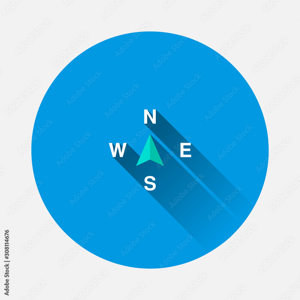 Aufkleber vector icon of the compass. illustration of a compass symbol for determining the sides of the world 