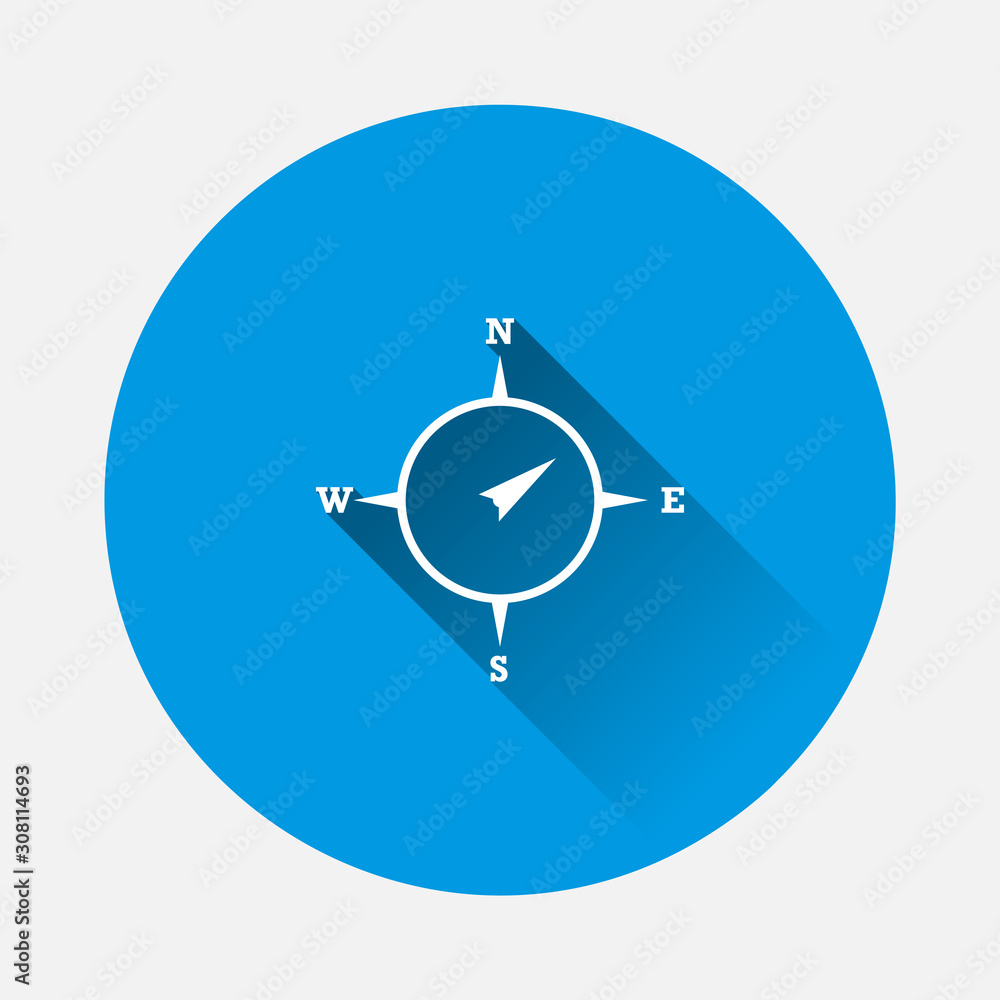Poster vector icon of the compass. illustration of a compass symbol for determining the sides of the world 