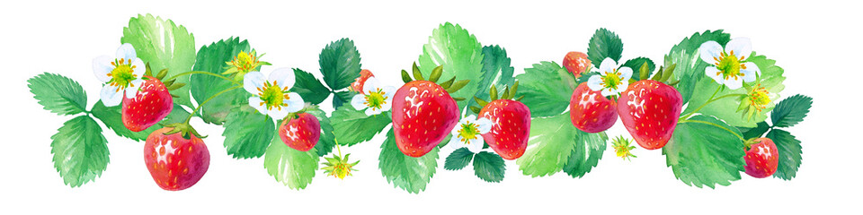イチゴの丸いフレーム 水彩イラストのトレースベクター Berry Canvas Print Ber Keiko Takamatsu