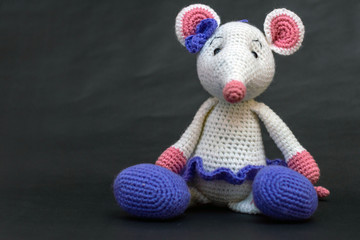 Amigurumi doll white rat crochet toy.