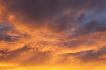 Abstract color and cloud patterns in a sunset.