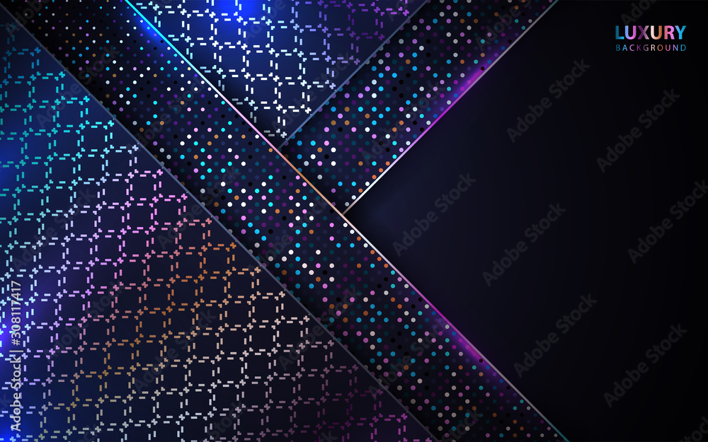 Aufkleber luxury dark overlapping background a combination colorful glitters element decoration. vector design