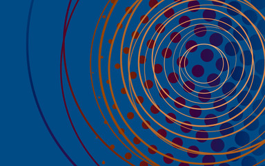 Abstract creative image with circles on blue background.
