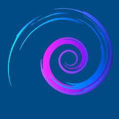 Creative spiral illustration on blue trendy color background.