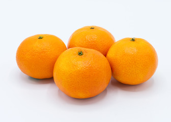 Close up of tangerines isolated on a white background