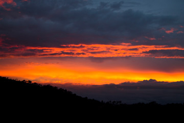 Fototapeta na wymiar Colored clouds in the sunset.