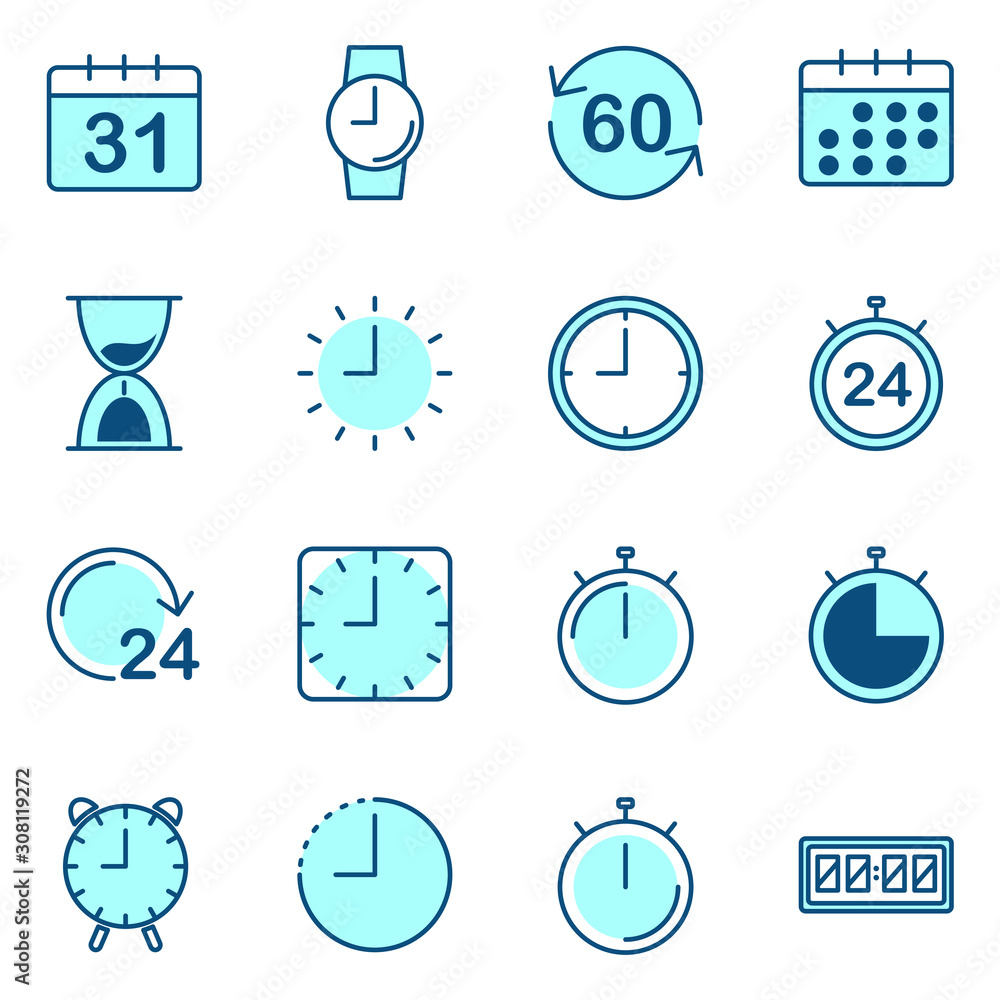 Aufkleber time set icon template color editable. time management pack symbol vector sign isolated on white bac