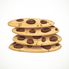 Homemade chocolate chip cookie isolated on a white background