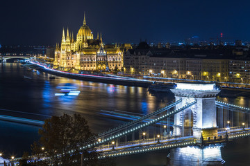 Parliament in Budapest at night.