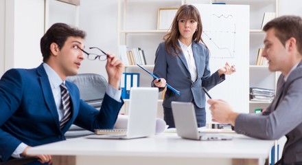 The business meeting with employees in the office