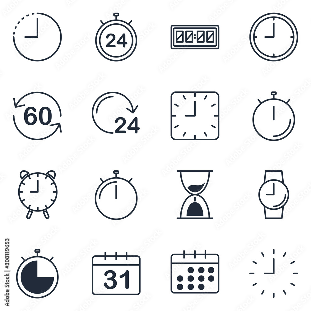 Poster time set icon template color editable. time management pack symbol vector sign isolated on white bac